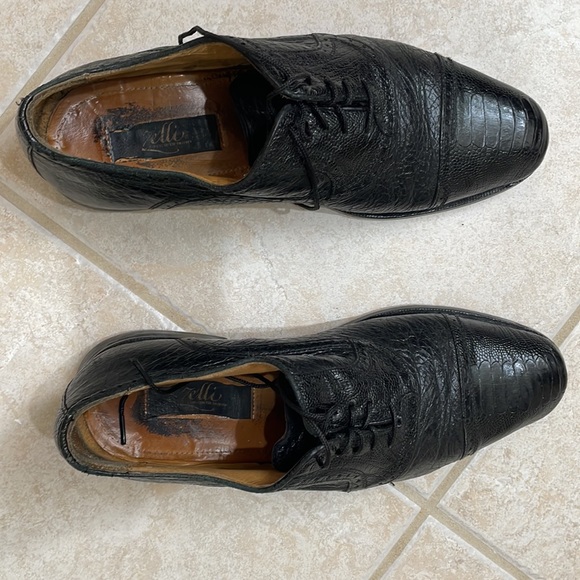 Zelli 400 Ostrich Leg Cap Toe Lace Up Black - Picture 5 of 6